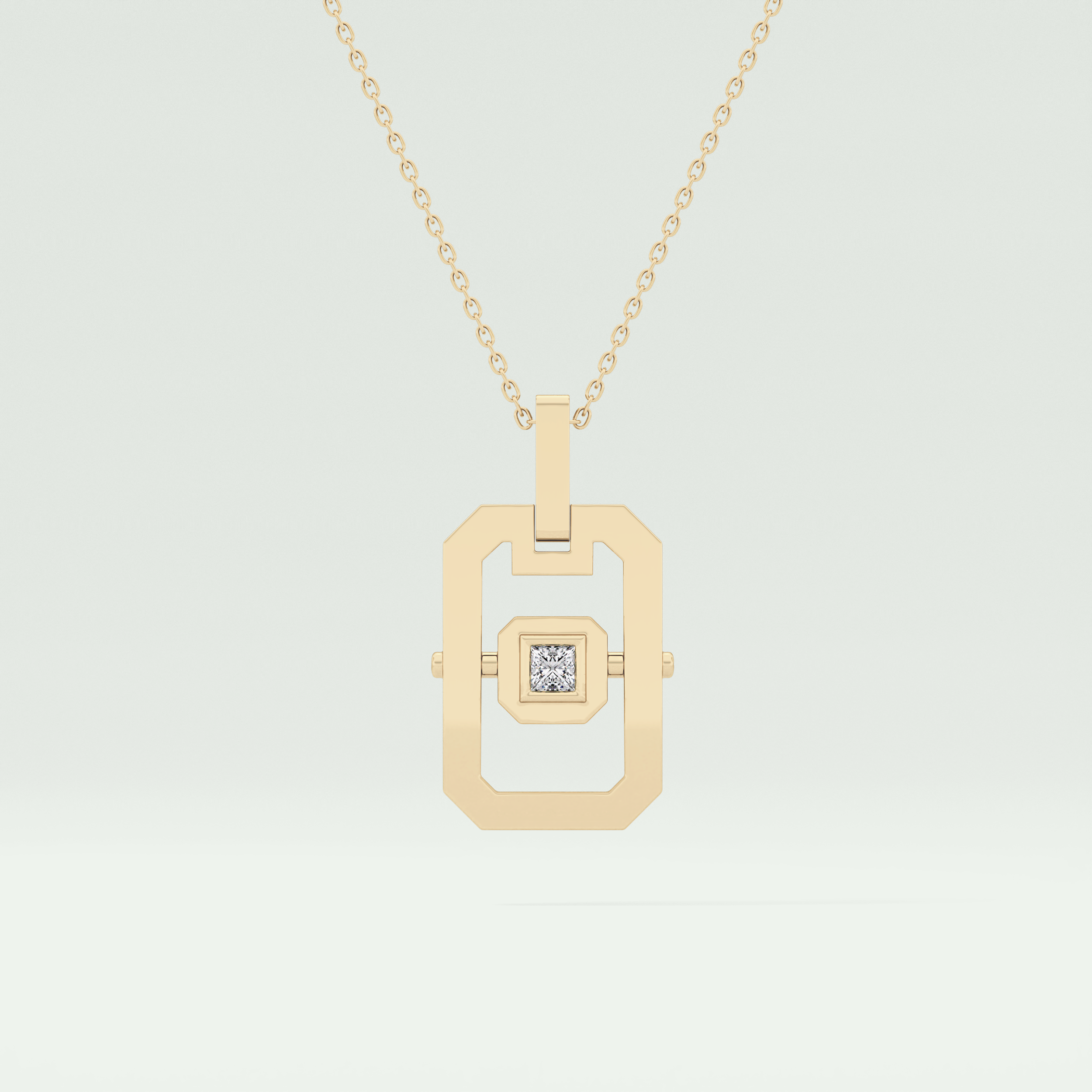 0.10 CT Princess Moissanite Diamond Solitaire Style Necklace 1